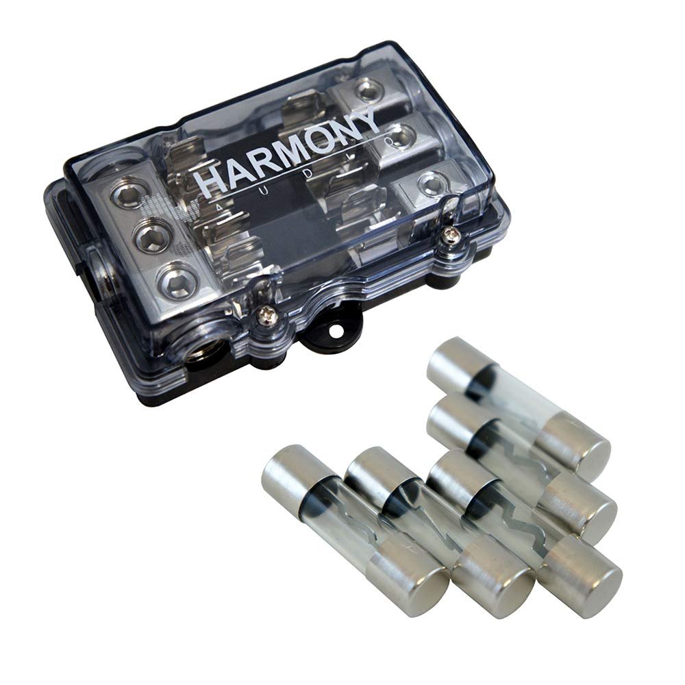 Car Audio 3-Way AGU Fused Distribution Block 80 Amp Fuses Harmony Audio