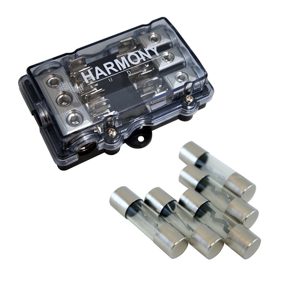 Car Audio 3-Way AGU Fused Distribution Block 40 Amp Fuses Harmony Audio