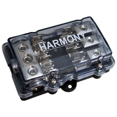 3-Way AGU Fused Distribution Block 4 Gauge in 8 Gauge Out Harmony Audio
