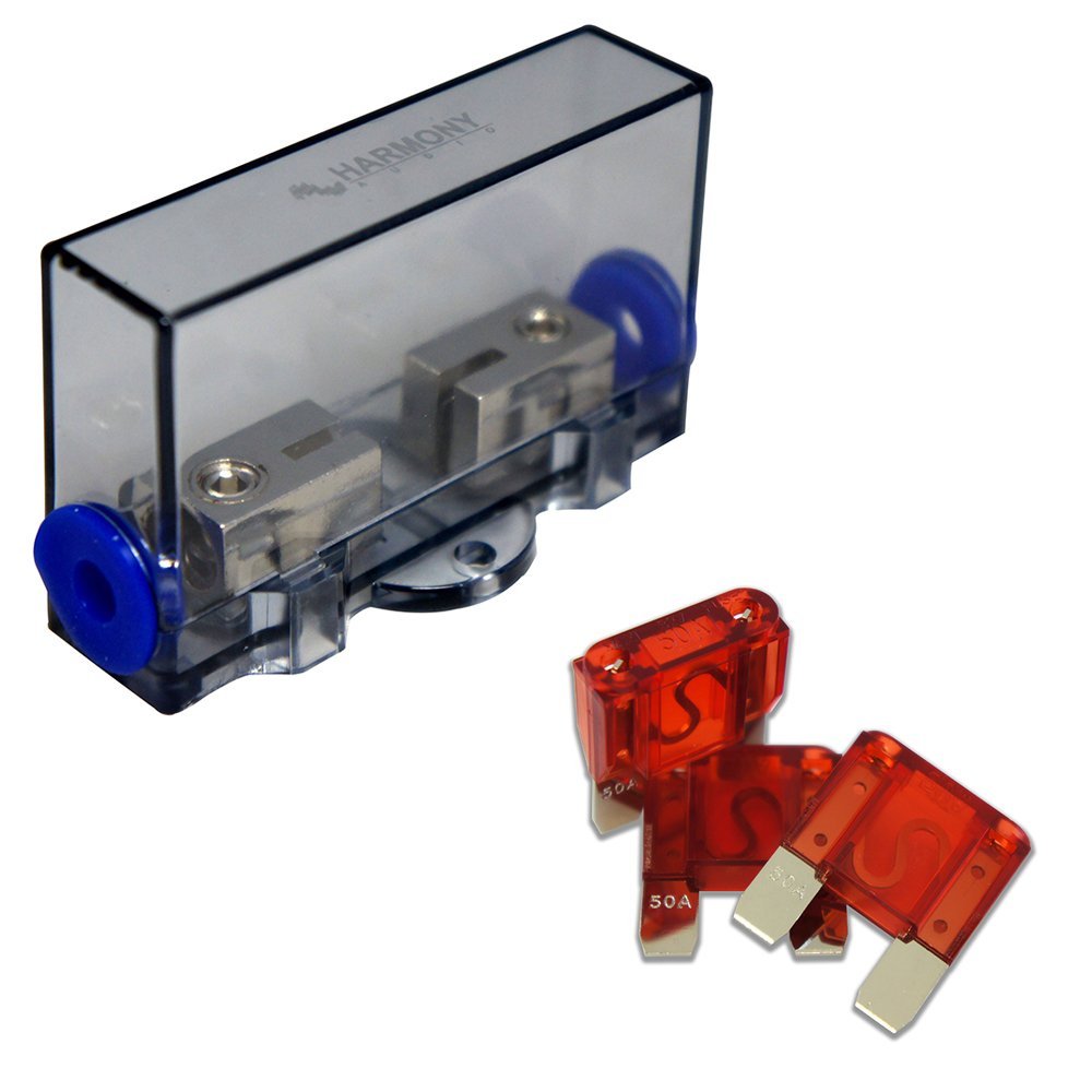 Maxi Fuse Holder Inline with 50 Amp Fuses Car Marine Stereo Harmony Audio