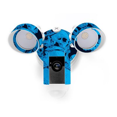 MightySkins Skin Compatible with Ring Floodlight Cam - Blue Skulls | Protective, Durable, and Unique Vinyl Decal wrap Cover | Easy to Apply, Remove, and Change Styles | Made in The USA