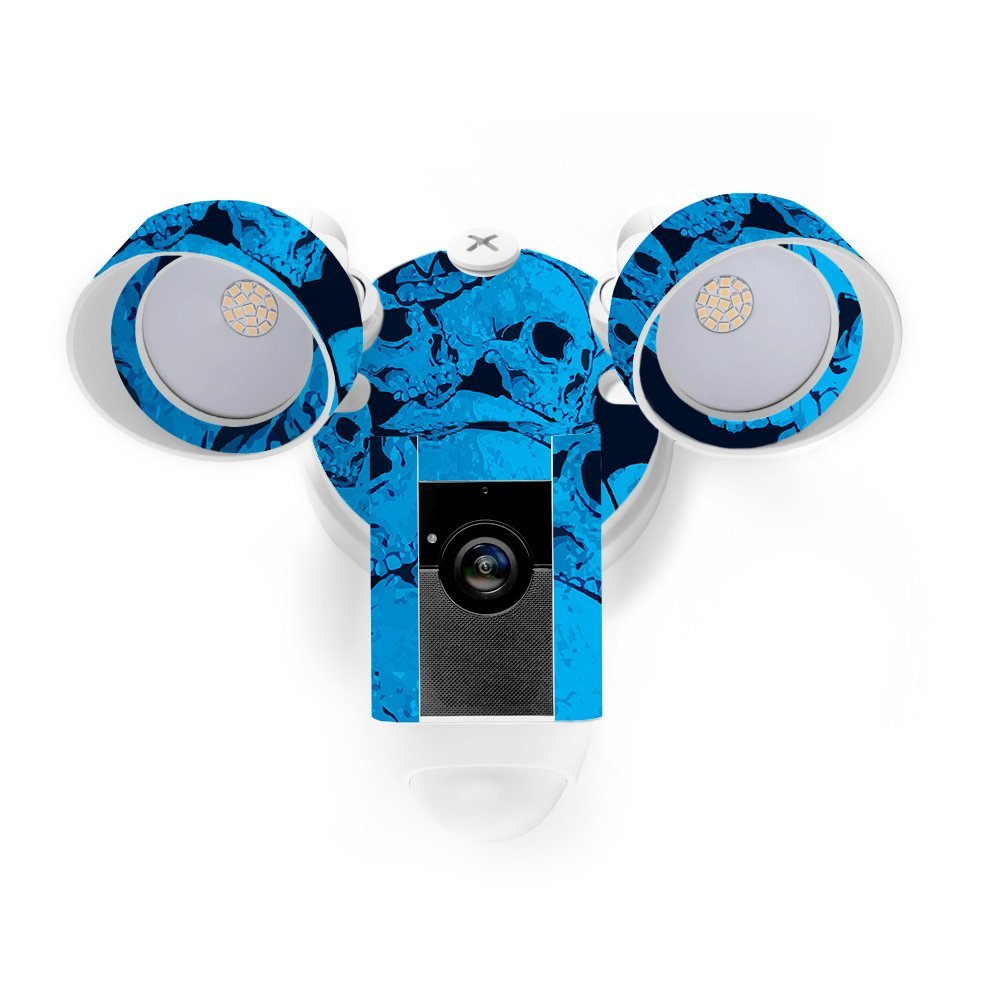 MightySkins Skin Compatible with Ring Floodlight Cam - Blue Skulls | Protective, Durable, and Unique Vinyl Decal wrap Cover | Easy to Apply, Remove, and Change Styles | Made in The USA