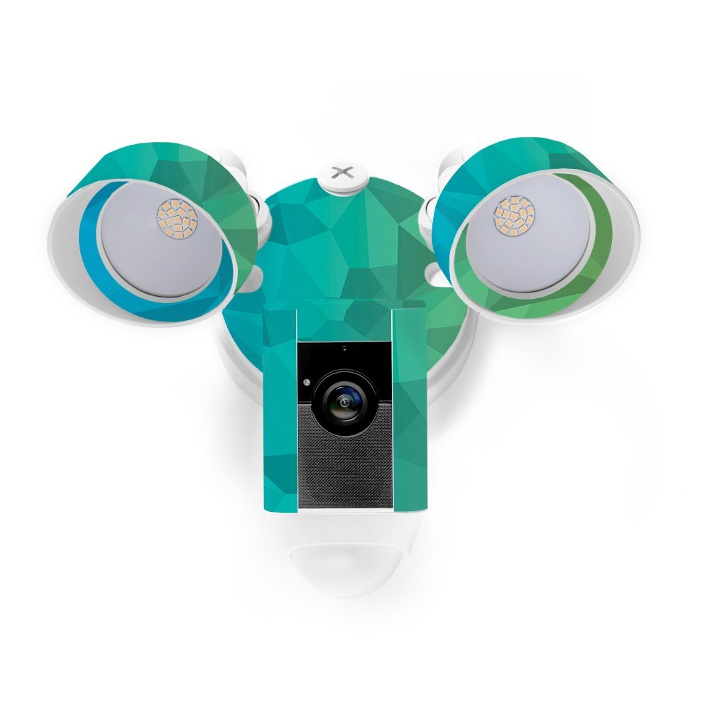 MightySkins Skin Compatible with Ring Floodlight Cam - Blue Green Polygon | Protective, Durable, and Unique Vinyl Decal wrap Cover | Easy to Apply, Remove, and Change Styles | Made in The USA