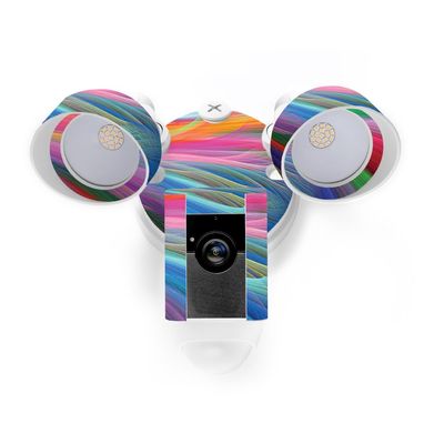 MightySkins Skin Compatible with Ring Floodlight Cam - Rainbow Waves | Protective, Durable, and Unique Vinyl Decal wrap Cover | Easy to Apply, Remove, and Change Styles | Made in The USA