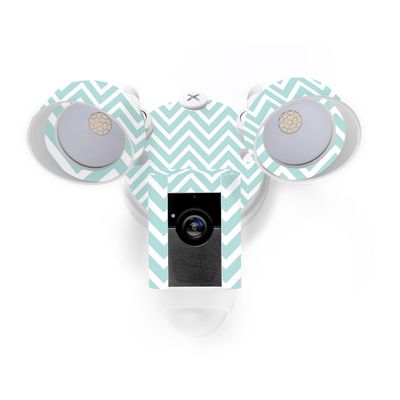 MightySkins Skin Compatible with Ring Floodlight Cam - Aqua Chevron | Protective, Durable, and Unique Vinyl Decal wrap Cover | Easy to Apply, Remove, and Change Styles | Made in The USA