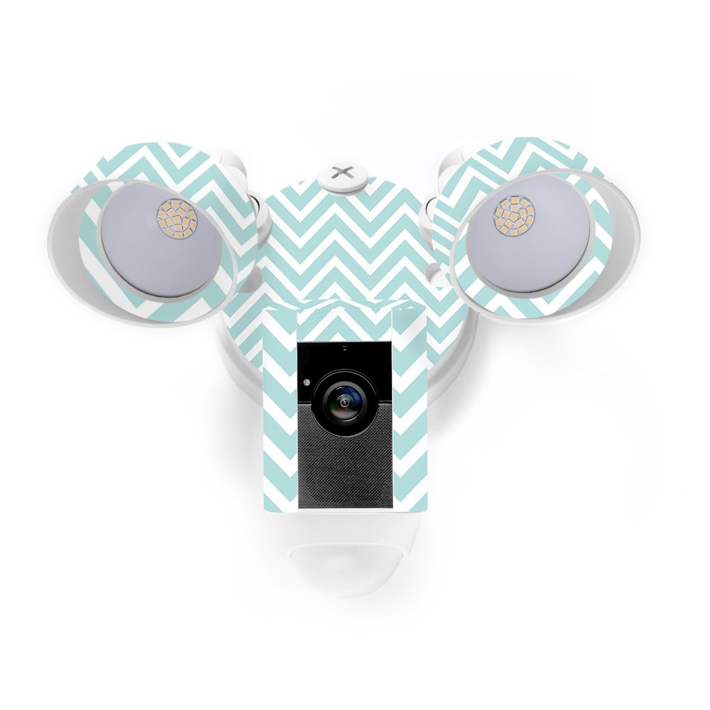 MightySkins Skin Compatible with Ring Floodlight Cam - Aqua Chevron | Protective, Durable, and Unique Vinyl Decal wrap Cover | Easy to Apply, Remove, and Change Styles | Made in The USA