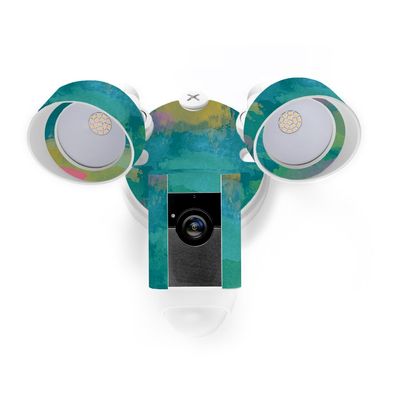 MightySkins Skin Compatible with Ring Floodlight Cam - Watercolor Blue | Protective, Durable, and Unique Vinyl Decal wrap Cover | Easy to Apply, Remove, and Change Styles | Made in The USA