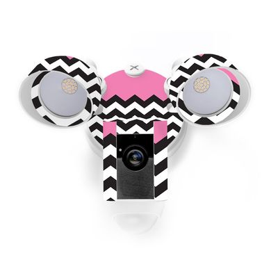 MightySkins Skin Compatible with Ring Floodlight Cam - Pink Chevron | Protective, Durable, and Unique Vinyl Decal wrap Cover | Easy to Apply, Remove, and Change Styles | Made in The USA