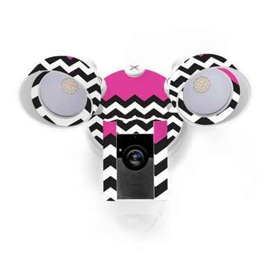 MightySkins Skin Compatible with Ring Floodlight Cam - Hot Pink Chevron | Protective, Durable, and Unique Vinyl Decal wrap Cover | Easy to Apply, Remove, and Change Styles | Made in The USA