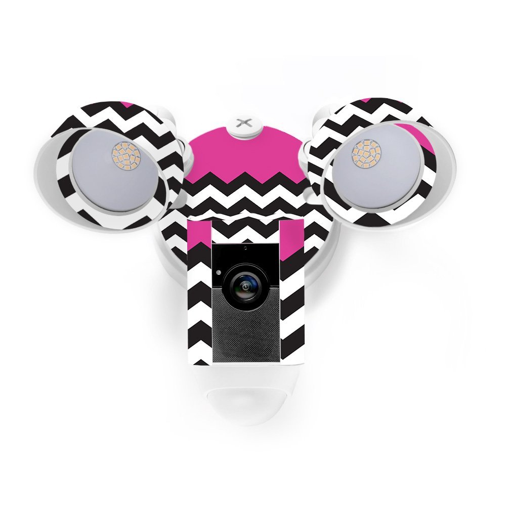 MightySkins Skin Compatible with Ring Floodlight Cam - Hot Pink Chevron | Protective, Durable, and Unique Vinyl Decal wrap Cover | Easy to Apply, Remove, and Change Styles | Made in The USA