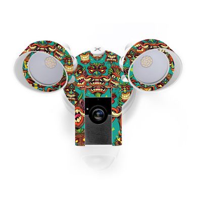 MightySkins Skin Compatible with Ring Floodlight Cam - Crazy Tikis | Protective, Durable, and Unique Vinyl Decal wrap Cover | Easy to Apply, Remove, and Change Styles | Made in The USA