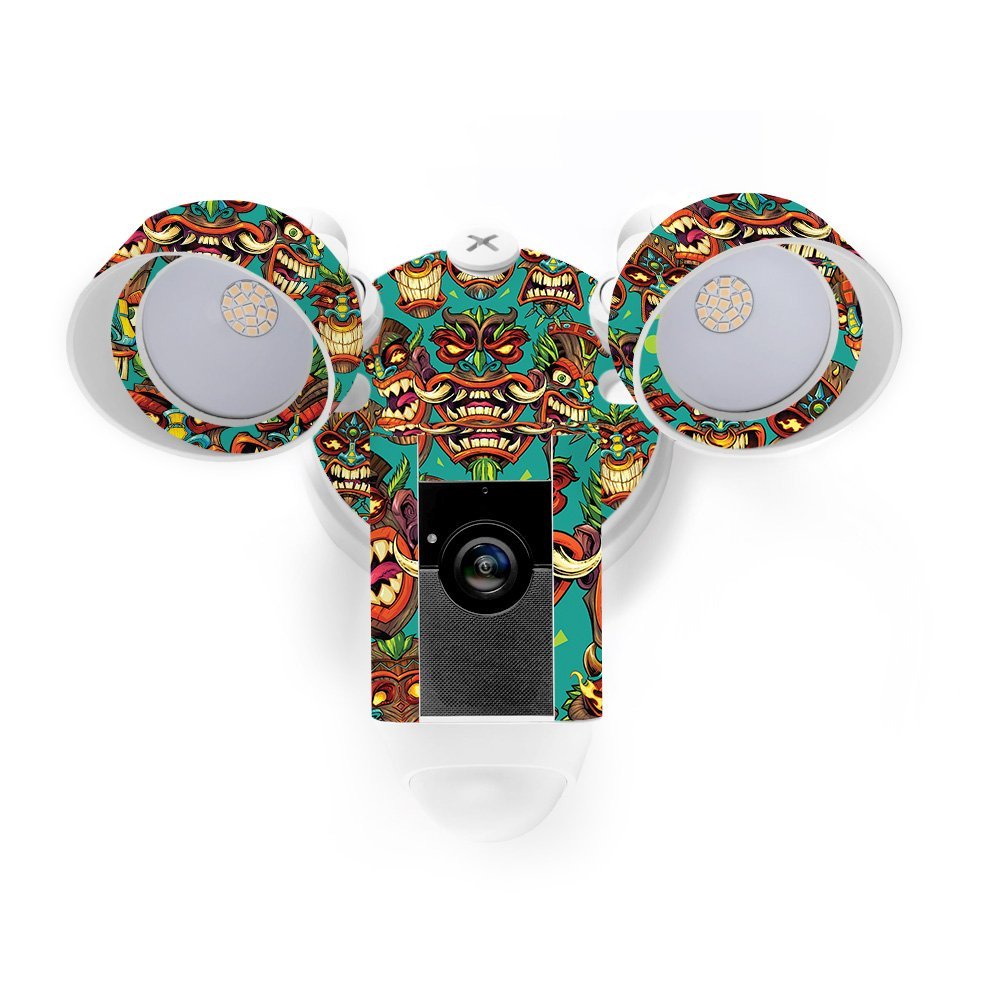 MightySkins Skin Compatible with Ring Floodlight Cam - Crazy Tikis | Protective, Durable, and Unique Vinyl Decal wrap Cover | Easy to Apply, Remove, and Change Styles | Made in The USA