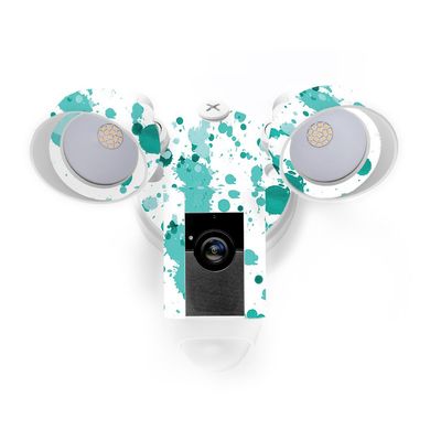 MightySkins Skin Compatible with Ring Floodlight Cam - Teal Splatter | Protective, Durable, and Unique Vinyl Decal wrap Cover | Easy to Apply, Remove, and Change Styles | Made in The USA