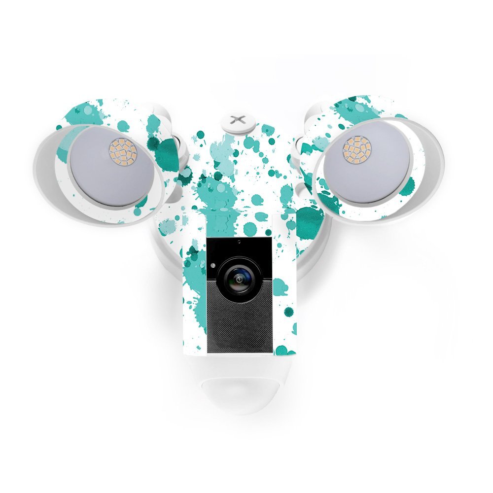 MightySkins Skin Compatible with Ring Floodlight Cam - Teal Splatter | Protective, Durable, and Unique Vinyl Decal wrap Cover | Easy to Apply, Remove, and Change Styles | Made in The USA