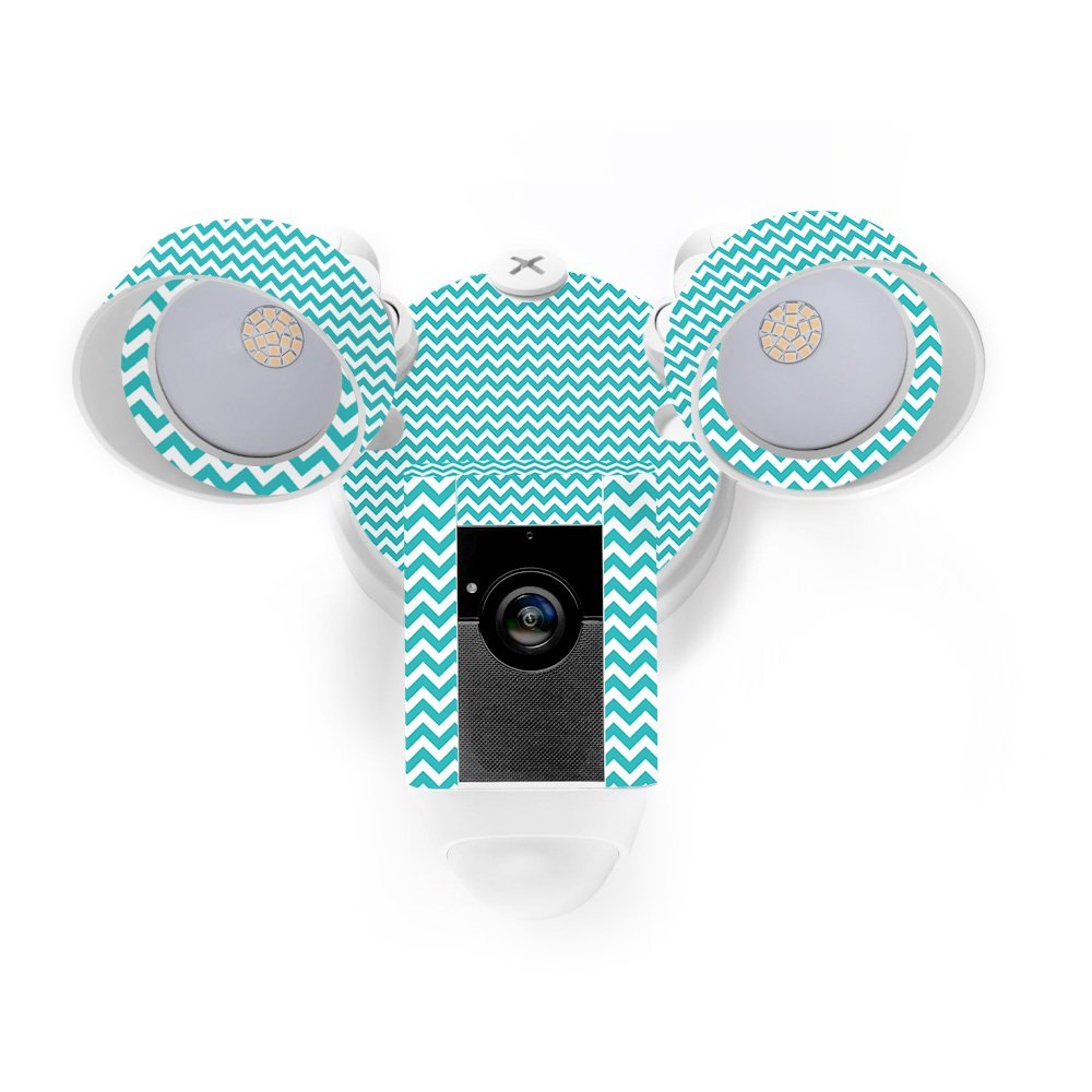 MightySkins Skin Compatible with Ring Floodlight Cam - Turquoise Chevron | Protective, Durable, and Unique Vinyl Decal wrap Cover | Easy to Apply, Remove, and Change Styles | Made in The USA