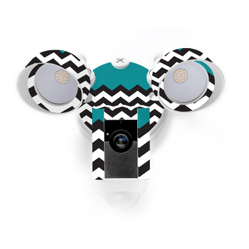 MightySkins Skin Compatible with Ring Floodlight Cam - Teal Chevron | Protective, Durable, and Unique Vinyl Decal wrap Cover | Easy to Apply, Remove, and Change Styles | Made in The USA