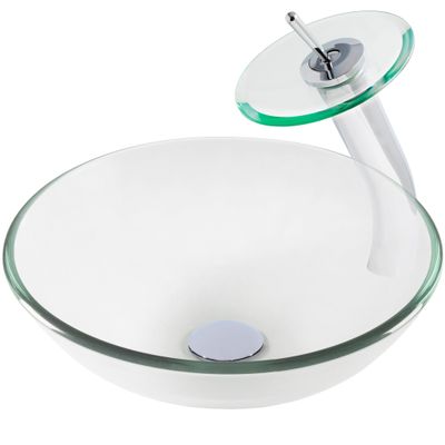 Novatto BONIFICARE Glass Vessel Bathroom Sink Set, Chrome