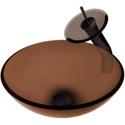 Novatto TY Glass Vessel Bathroom Sink Set, Oil Rubbed Bronze