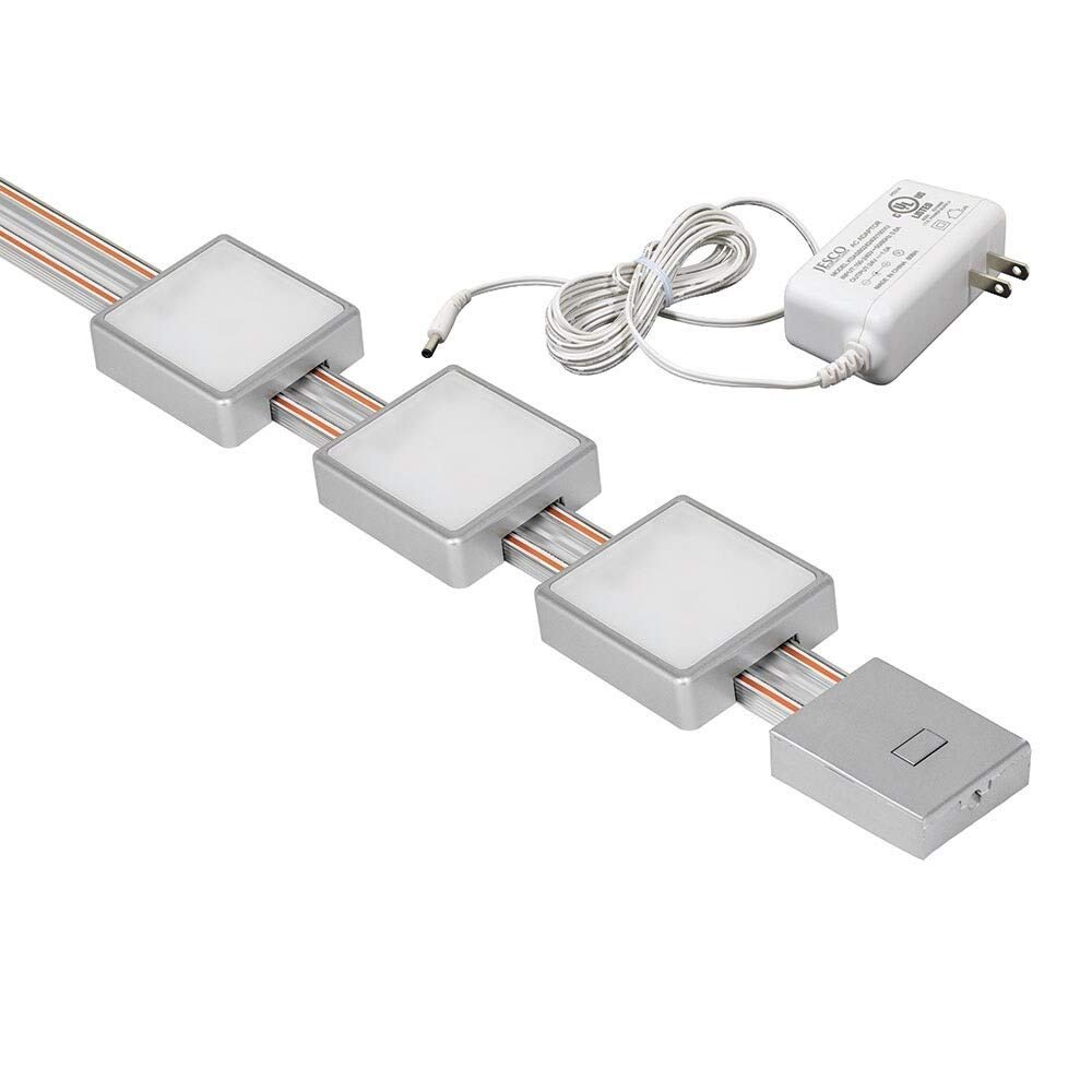 Jesco Lighting KIT-RZ-T12-SQ2-30-SV Radianz 2-Light Dimmable Square LED Track Lighting Kit, Silver, 12"