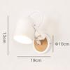 ANYE Modern Minimalist Macaron White Wooden Base Cylinder Shade Bedroom Bedside Lamp Living Room Balcony Staircase Lamp with UL Button Switch Cord Bulb Not Included view 2