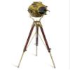 Nautical Antique Brass Spotlight Searchlight Wooden Tripod Floor Lamp view 1