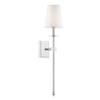 Savoy House 9-303-1-109 Monroe Bohemian Vintage Soft White Fabric Wall Sconce, 1-Light 60 Watt, 24" H x 5" W, Polished Nickel view 3