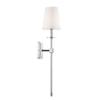 Savoy House 9-303-1-109 Monroe Bohemian Vintage Soft White Fabric Wall Sconce, 1-Light 60 Watt, 24" H x 5" W, Polished Nickel view 4