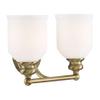 Savoy House 8-6836-2-322 Melrose Traditional Mid-Century Modern Vintage White Opal Etched Glass Bathroom Vanity Wall Light, 2-Light 120 Total Watts, 8" H x 15" W, Warm Brass view 3
