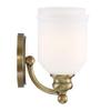 Savoy House 8-6836-2-322 Melrose Traditional Mid-Century Modern Vintage White Opal Etched Glass Bathroom Vanity Wall Light, 2-Light 120 Total Watts, 8" H x 15" W, Warm Brass view 4