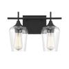 Savoy Essentials 8-4030-2-BK Octave Bohemian Clear Glass Bathroom Vanity Wall Light, 2-Light 120 Total Watts, 10" H x 14" W, Black view 1