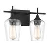 Savoy Essentials 8-4030-2-BK Octave Bohemian Clear Glass Bathroom Vanity Wall Light, 2-Light 120 Total Watts, 10" H x 14" W, Black view 2