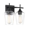 Savoy Essentials 8-4030-2-BK Octave Bohemian Clear Glass Bathroom Vanity Wall Light, 2-Light 120 Total Watts, 10" H x 14" W, Black view 3