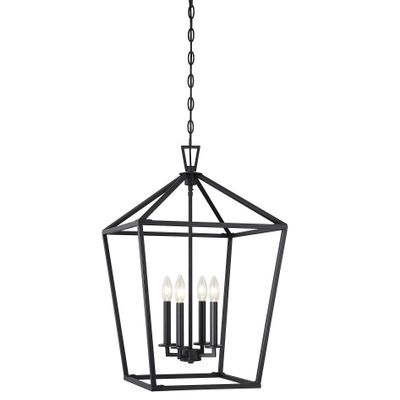 Savoy House 1-321-4-89 Townsend Traditional Open Frame Pendant Light Fixture, 4-Light 240 Total Watts, 26" H x 17" W, Matte Black