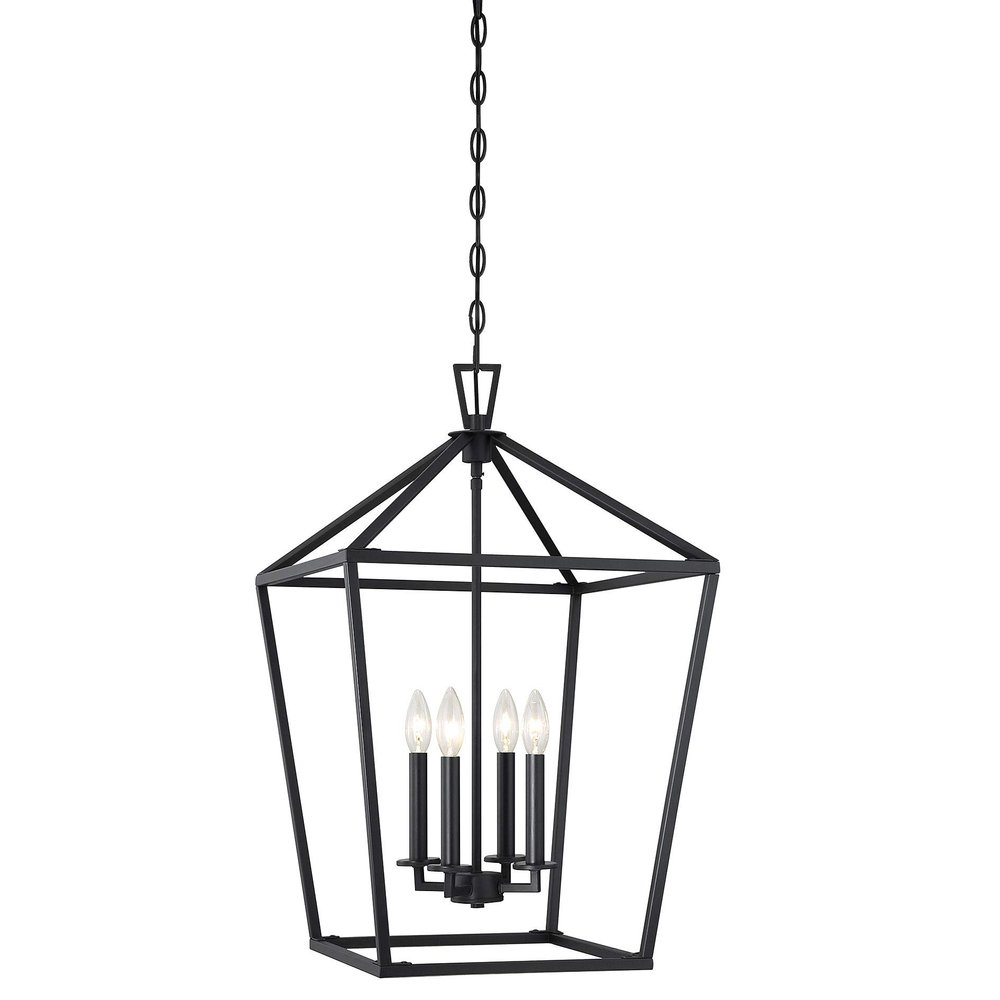 Savoy House 1-321-4-89 Townsend Traditional Open Frame Pendant Light Fixture, 4-Light 240 Total Watts, 26" H x 17" W, Matte Black