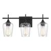Savoy Essentials 8-4030-3-BK Octave Bohemian Clear Glass Bathroom Vanity Wall Light, 3-Light 180 Total Watts, 10" H x 21" W, Black view 1
