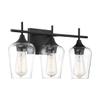 Savoy Essentials 8-4030-3-BK Octave Bohemian Clear Glass Bathroom Vanity Wall Light, 3-Light 180 Total Watts, 10" H x 21" W, Black view 3