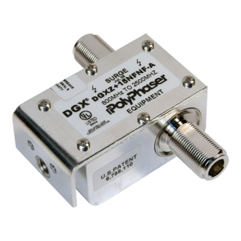 PolyPhaser - SSM - DC Pass Coax Protector, 800 - 2500 MHz Lightning and EMP Surge Protection for WiFi, Celluar and Wireless Internet
