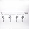 YUCHENGTECH Single Bank Vacuum Gas Distributor Glass Manifold Vacuum Gas Chemistry Lab Glassware with Solid PTFE Stopcock(4-Port) view 1