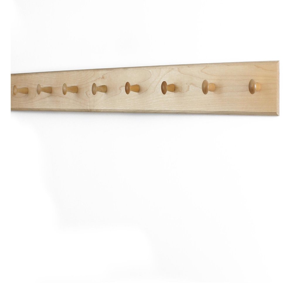 Solid Maple Shaker Peg Rack (Natural, 41" x 3.5" with 7 pegs)