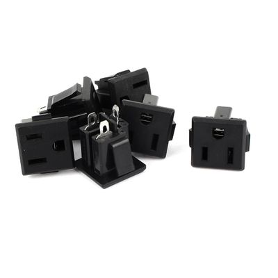uxcell 6 Pcs AC 125V 15A Panel Mount Power Socket Connector Black for US