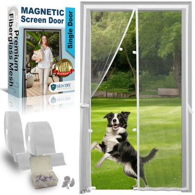 Heavy Duty Magnetic Screen - Front/Back Door Fiberglass Mesh - Self-Closing