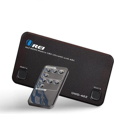 OREI 4K HDMI Matrix Switch 4 X 2, Switcher 18G UltraHD with Arc Supports Upto 4K @ 60Hz & 1080P IR Remote Control - Full Matrix Selection (UHD-402)