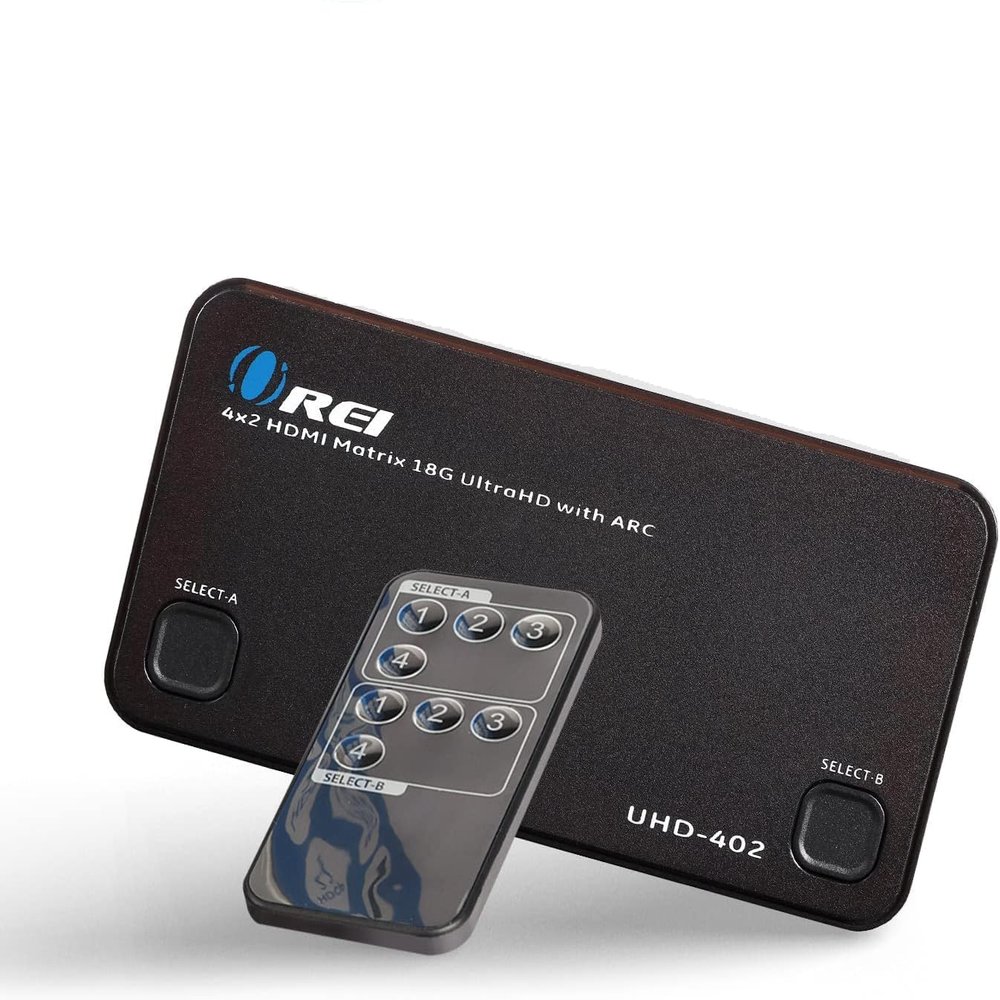 OREI 4K HDMI Matrix Switch 4 X 2, Switcher 18G UltraHD with Arc Supports Upto 4K @ 60Hz & 1080P IR Remote Control - Full Matrix Selection (UHD-402)