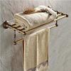 GOWE Creative Wall Mounted Single Towel Shelf Antique Brass Bathroom Bath Towel Rack with Towel Bar view 1