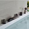 GOWE 5pcs Deck Mount Waterfall Bath Tub Filler Three Handles Oil Rubbed Bronze Tub Mixer Taps color:white view 1