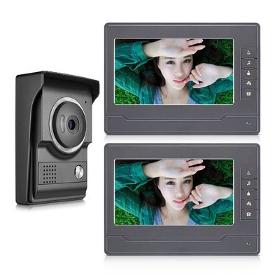 AMOCAM Video Intercom Wired System, 7" Monitor Video Door Phone DoorPhone Doorbell HD Camera Kits Support Unlock, Monitoring, Dual-Way Intercom for Villa House Office Apartment (1-Camera 2-Screen)