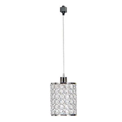 Kiven H Type Track Pendant Lighting,Modern Crystal Track Pendant Fixture,Chorm Finish Cylinder Style