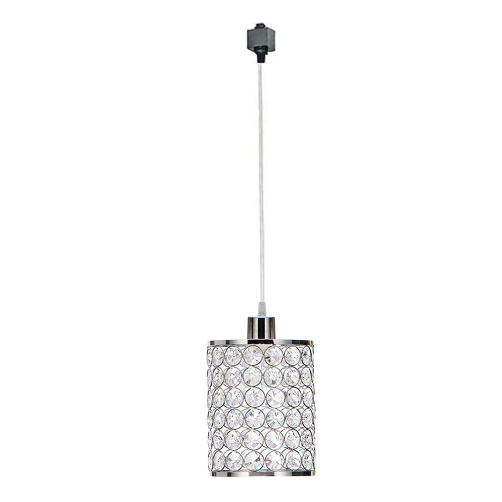 Kiven H Type Track Pendant Lighting,Modern Crystal Track Pendant Fixture,Chorm Finish Cylinder Style