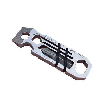 Gear Infusion EverRatchet - EDC Bladeless Keychain Multitool 17-in-1 tool with Bottle Opener, Screwdriver, Pry Bar, Wrenches & Ratchet (Stainless Steel)