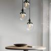 Phansthy 3 Lights Chandelier Industrial Cluster Pendant Light with 5.9 Inch Clear Globe Glass Shade, Foyer Chandeliers Entryway High Ceiling Staircase Lights (Black) view 3